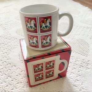 Vintage USPS Christmas Mug Child on rocking horse